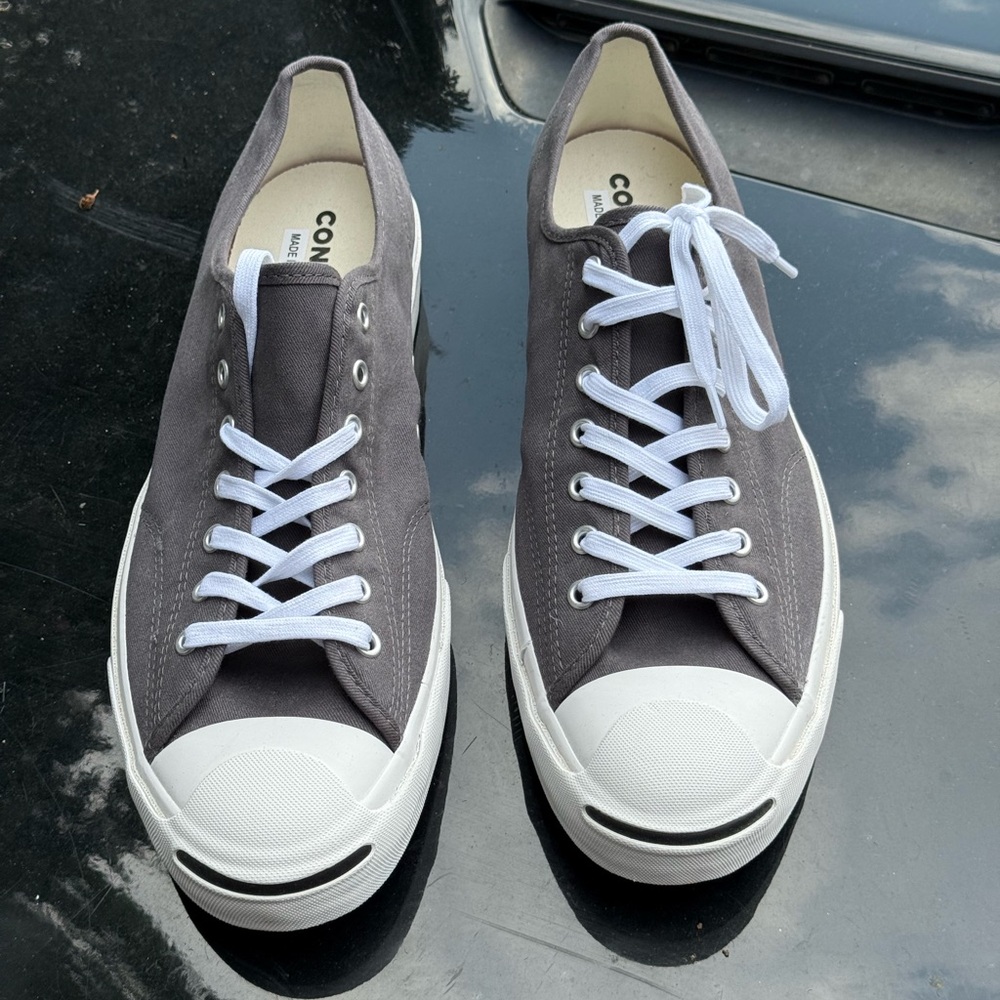 Converse Gray and White Canvas Jack Purcell Gold Standard Sneakers Low-Top